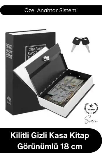 #Kasa Kilitli Gizli Kasa Kitap Görünümlü Sözlük Kumbara Para Takı Evrak Saklama Kutusu Anahtarlı Çelik Bölmeli Güvenlik Kasası Dekoratif Gizleme Çözümü 18 Cm Mücevher Saat Değerli Eşya Gizleme