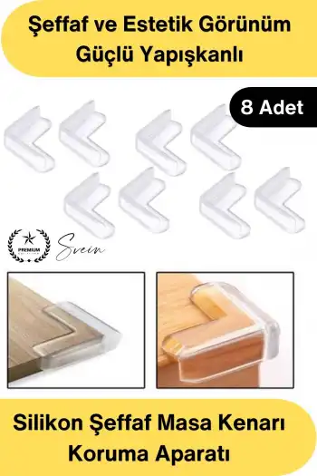 #KöşeKoruma Silikon Şeffaf Masa Kenarı Koruma Aparatı 8 Adet Yapışkanlı Köşe Koruyucu Bebek Çocuk Güvenlik Darbe Önleyici Sehpa Dolap TV Ünitesi Mobilya Köşe Koruması Yumuşak PVC 90 Derece