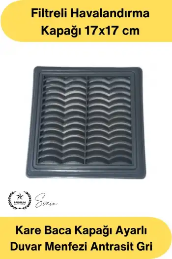 #Menfez Kare Baca Kapağı Ayarlı Duvar Menfezi Antrasit Gri Filtreli Havalandırma Kapağı Plastik Ventilasyon Paneli Toz Böcek Önleyici Dekoratif Hava Çıkış Izgarası Dayanıklı Kullanım 17x17 cm