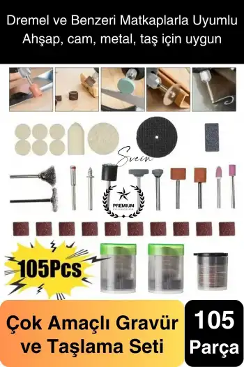 Premium 105 Parça Hobi Gravür Taşlama Ucu Mini Metal Ahşap Oyma Seti Parlatma Zımparalama Fırçalama