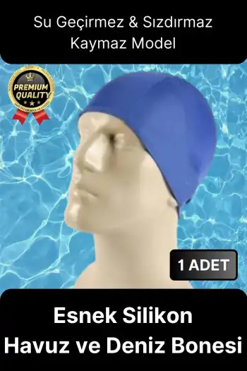 Premium Su Geçirmez Sızdırmaz Kaymaz Elastik Yüzme Şapkası Kaliteli Silikon Deniz Havuz Yüzme Bonesi
