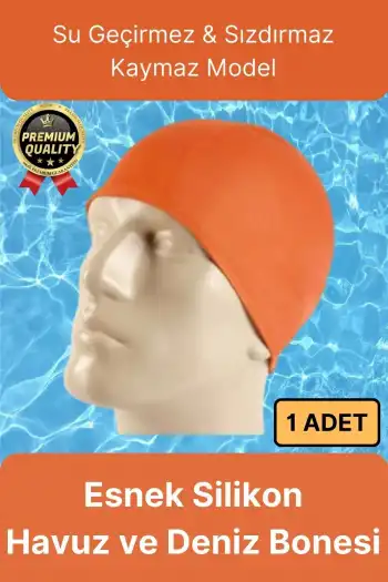 Premium Su Geçirmez Sızdırmaz Kaymaz Elastik Yüzme Şapkası Kaliteli Silikon Deniz Havuz Yüzme Bonesi