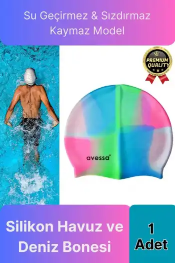 Premium Su Geçirmez Sızdırmaz Kaymaz Elastik Yüzme Şapkası Kaliteli Silikon Deniz Havuz Yüzme Bonesi