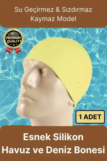 Premium Su Geçirmez Sızdırmaz Kaymaz Elastik Yüzme Şapkası Kaliteli Silikon Deniz Havuz Yüzme Bonesi