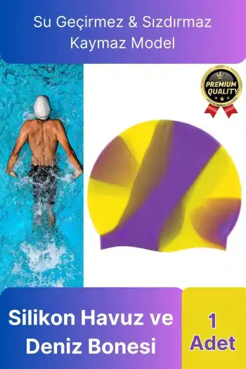 Premium Su Geçirmez Sızdırmaz Kaymaz Elastik Yüzme Şapkası Kaliteli Silikon Deniz Havuz Yüzme Bonesi