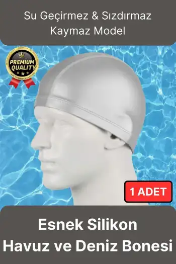 Premium Su Geçirmez Sızdırmaz Kaymaz Elastik Yüzme Şapkası Kaliteli Silikon Deniz Havuz Yüzme Bonesi