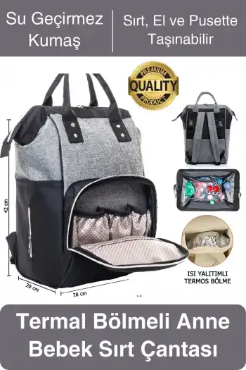 Premium Yeni Sezon Anne Bebek Sırt Çantası Çok Gözlü Termal Biberon Hazneli Askılı Büyük Geniş Rahat