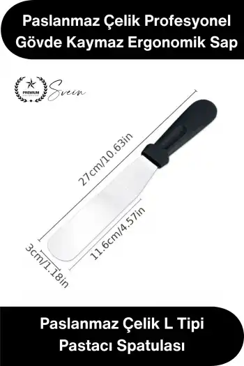 #Spatula Profesyonel Mutfak Ekipmanı Ergonomik Saplı Paslanmaz Çelik L Tipi Pastacı Spatulası Pasta Krema Düzeltme Şanti Ganaj Sürme Dekorasyon Kek Sıvama Açılı Spatula 27 cm