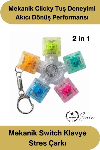 #StresKlavye Hediye Clicky Şeffaf Mekanik Switch Klavye Stres Çarkı Renkli Tuşlu Fidget Oyuncak Odaklanma Oyuncağı Dönen Sessiz Masaüstü Anti Stres Spinner Ergonomik Tasarım