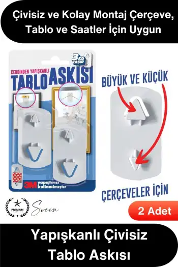 #TabloBandı Yapışkanlı Çivisiz Tablo Askısı 3M Güçlü Duvar Askı Aparatı Çerçeve Resim Saat Dekorasyon Asma Kancası Beyaz İki Yönlü İzolasyon Plastik Fayans Mermer Lake PVC Uyumlu Ev Ofis Montaj Çözümü
