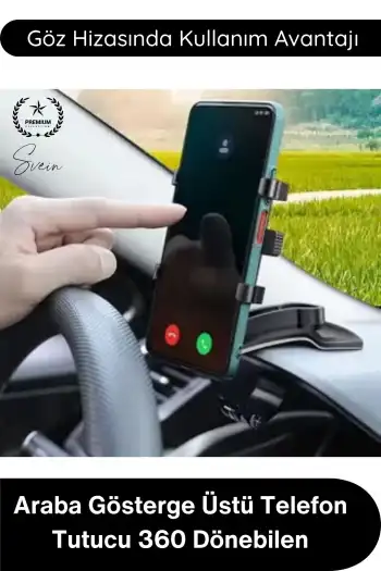 #TelefonTutucu Araba Gösterge Üstü Telefon Tutucu 360 Derece Dönebilen Oynar Başlıklı Araç İçi Navigasyon Aparatı Dikiz Aynası Güneşlik Uyumlu Klipsli Evrensel Akıllı Cihaz Standı