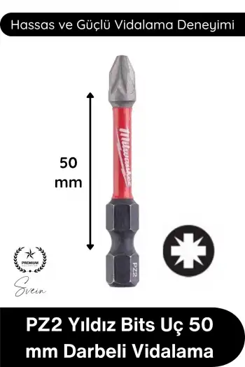 #Vidalama PZ2 Yıldız Bits Uç 50 Mm Darbeli Vidalama Tornavida Aksesuarı Profesyonel Çelik Şok Emici Dayanıklı Manyetik Güçlü Uzun Ömürlü Ağır Hizmet El Aleti Parçası