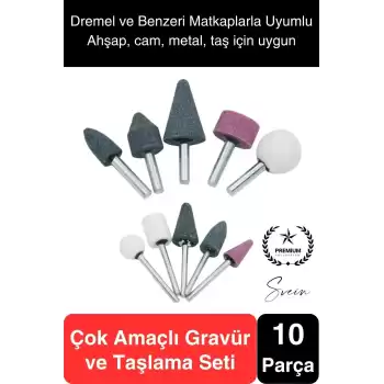 10 Parça Hobi Gravür Dremel Taşlama Ucu Mini Metal Ahşap Oyma Seti Parlatma Zımparalama Fırçalama