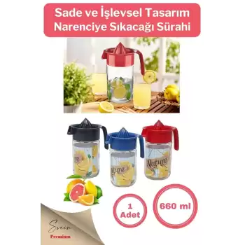 Titiz Pratik Narenciye Portakal Sıkacağı Manuel Cam Hazneli Sürahi Karaf 660 Ml