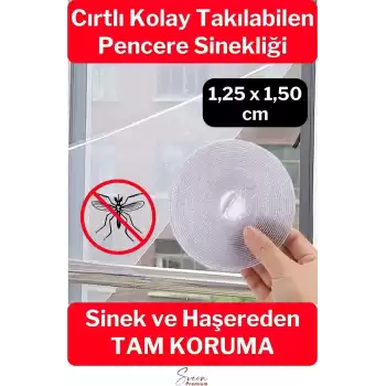 Ayarlanabilir Pratik Pencere Cam Kapı Sineklik Cırt Bantlı Hazır Yapışkanlı 125 Cm X 150 Cm - 5,6 Mt