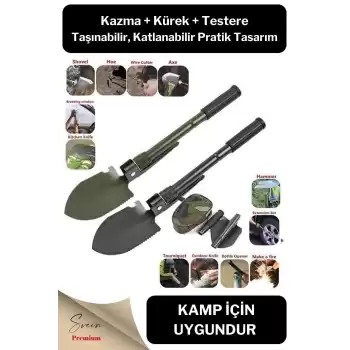 Profesyonel Çelik Katlanır Taşınabilir Pratik Kamp Kazma Kürek Ve Kesme Aleti Seti Orcamp Kazkürkes
