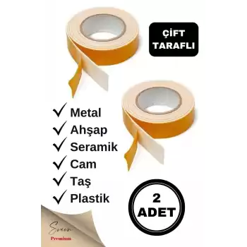 Süngerli Çift Taraflı Ultra Yapışkan Iç Dış Mekan Tamir Çok Amaçlı Köpük Bant 2 Mt 19 Mm