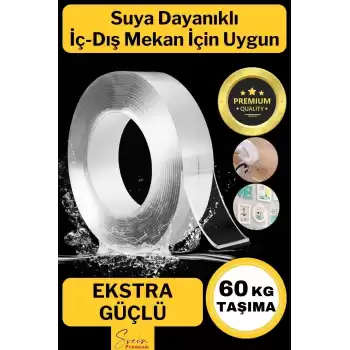 60 Kg Çift Taraflı Ekstra Güçlü Çok Amaçlı Tamir Silikon Bant Dış Mekan Montaj Bandı 18 Mm X 1,5 Mt