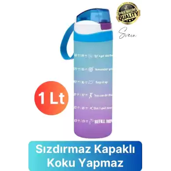 Premium Motivasyon Matara Spor Su Şişesi Sızdırmaz Eğlenceli Suluk Stciker Etiket 1000 Ml
