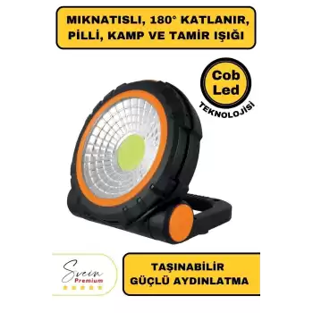 Taşınabilir Cep Boy Pilli Mıknatıslı Katlanır Ayaklı Kamp Bahçe Ev Için Mini Cob Projektör Led Işık