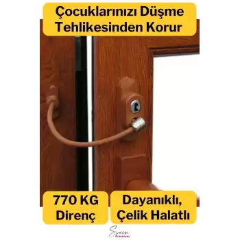 Çelik Halatlı Kablolu Anahtarlı Dayanıklı Pvc Kapı Pencere Emniyet Çocuk Güvenlik Kilidi 1 Adet