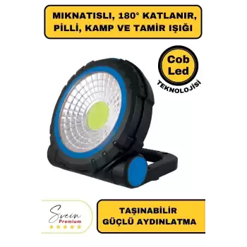 Taşınabilir Cep Boy Pilli Mıknatıslı Katlanır Ayaklı Kamp Bahçe Ev İçin Mini Cob Projektör Led Işık