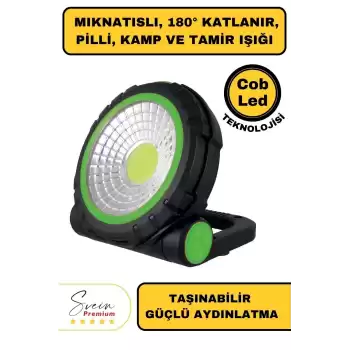Taşınabilir Cep Boy Pilli Mıknatıslı Katlanır Ayaklı Kamp Bahçe Ev İçin Mini Cob Projektör Led Işık