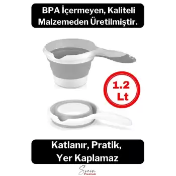 Pratik Premium Katlanır Sert Plastik Koçero Maşrapa Su Kovası Bulaşık Yıkama Leğeni 1200 ml