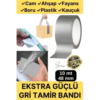 Çok Amaçlı Su Geçirmez Sızdırmaz Dayanıklı Izole Gri Tamir Bandı 48 Mm 10 Mt 1 Adet
