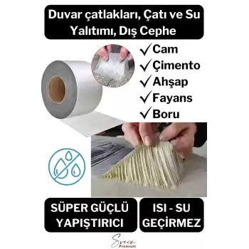 Su Geçirmez Sızdırmaz Alev Geciktirici Dayanıklı Sakız Bant 48 Mm X 2 Mt Alüminyum Tamir Bandı