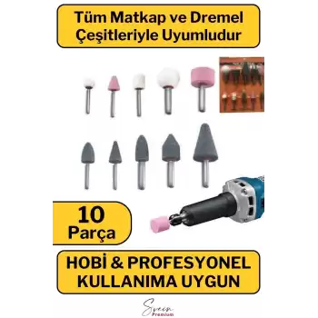 Hobi Gravür Dremel Taşlama Ucu Mini Metal Ahşap Oyma Seti Parlatma Çapak Alma 10 Parça Matkap Uyumlu