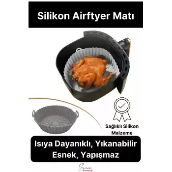 Isıya Dayanıklı Esnek Yıkanılabilir Yapışmaz Silikon Fırın Ve Airfryer Yuvarlak Model Pişirme Matı