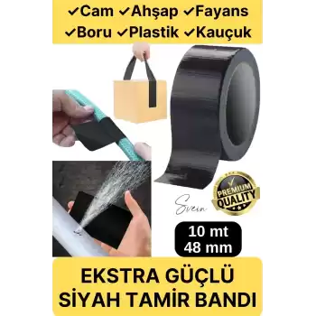 Çok Amaçlı Su Geçirmez Sızdırmaz Dayanıklı Boru Çatlak Onarım İzolasyon Siyah Tamir Bandı 48mm 10mt