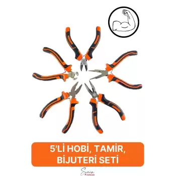 Mini Takı Bijuteri Seti Dayanıklı Kesme Kıvırma Pense Yan Keski Karga Burun Hobi Alet Takımı 5li