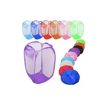 Çok Amaçlı Oyuncak ve Çamaşır Saklama Selesi Katlanabilir Çok Renkli Fileli Eşya İstifleme Sepeti