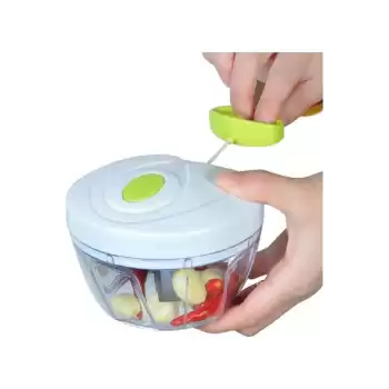 Premium Manuel 3 Bıçaklı Ipli Çekmeli Paslanmaz El Blender Kolay Hızlı Meyve Sebze Soğan Doğrayıcı