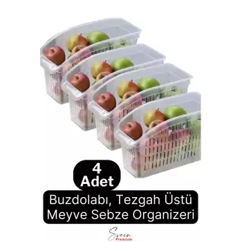 Buzdolabı Sepeti Çok Amaçlı Evye Altı Dolap İçi Meyve Sebze Düzenleyici Sepet Organizer Şeffaf 4lü