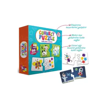 Connect Puzzle Bağlantı Kurma 96 Görsel Yapboz Eğitici Kartlar Görsel Zeka Algı Gelişim Dikkat Oyunu