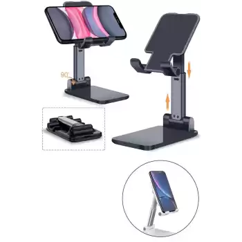 Katlanabilir Masaüstü Tablet ve Telefon Tutucu Stand Uzayabilen Kademeli Katlanır Pratik Portatif