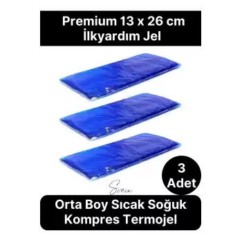 3lü Orta Boy Sıcak Soğuk Kompres Buz Jel Yeniden Kullanılabilir El Ayak Dirsek İlk Yardım Termojel