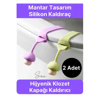 2 Adet Klozet Kapağı Kaldırma Hijyen Aparatı Tutucu Mantar Tasarım Silikon Esnek Pratik Banyo İçin