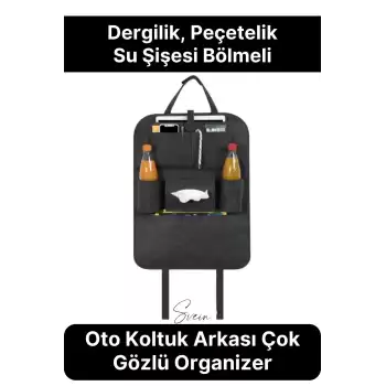 Oto Koltuk Arkası Organizer Düzenleme Çok Gözlü İstifleme Depolama Oto Kılıf Keçe Dayanıklı Cepli