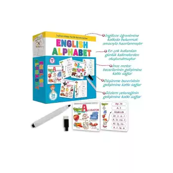 English Alphabet İngilizce Alfabe Yaz-sil Aktivite Kartları Eğitici Öğretici İlk Kelimeler Dil Seti