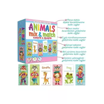 Premium Kutulu Eğitici Öğretici Animals Mix & Match Eşleştirme El Göz Koordinasyon Motor Beceri Oyun