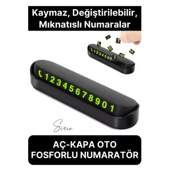 Premium Oto Araba Torpido Göğüs Üstü Araç İçi Fosforlu Telefon Numaratör Yazısı Aç Kapa Park Numara