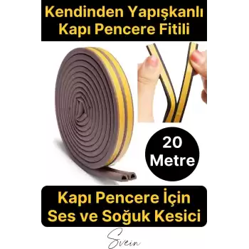 Pvc Doğrama Pencere Fitili İzolasyon Bandı Kendinden Yapışkanlı Kahve Kauçuk Yalıtım Bant 2x10=20 Mt
