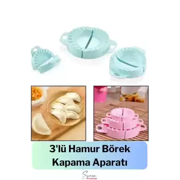 Premium 3 Boy Ravioli, Mantı, Kurabiye, Poğaça, Çi Börek ve Hamur Kalıbı Aparatı Pratik Şekil Verme