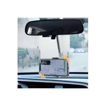 Premium Dayanıklı Araç İçi Oto Dikiz Aynası Akrobat Telefon Tutacağı GPS Takip Standı Universal