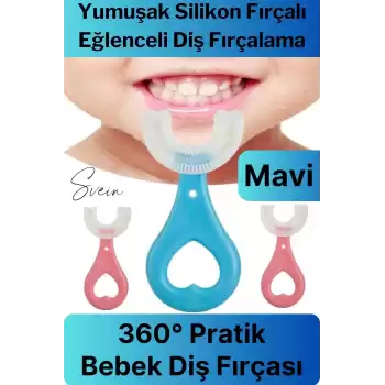 U Şeklinde Pratik Bebek Çocuk Diş Fırçası 360 Derece Temizlik Kolay Kullanım Yumuşak Silikon Fırça