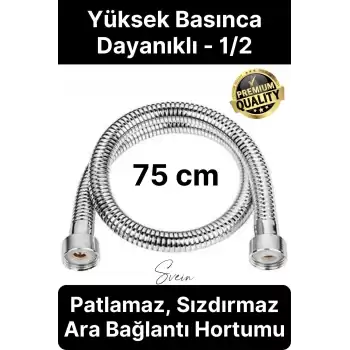 75 cm Kısa Tepe Ara Duş Hortumu Spiral Robot Ara Bağlantı Örgülü Dayanıklı Kopmaz Patlamaz Sızdırmaz